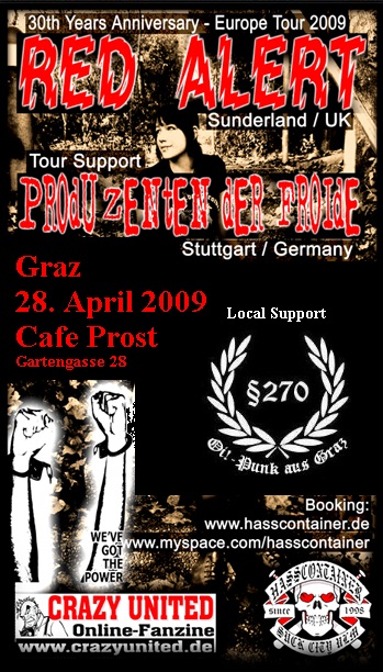 28.04.2009 Cafe Prost 30th Years Anniversary - Europe Tour 2009 Flyer