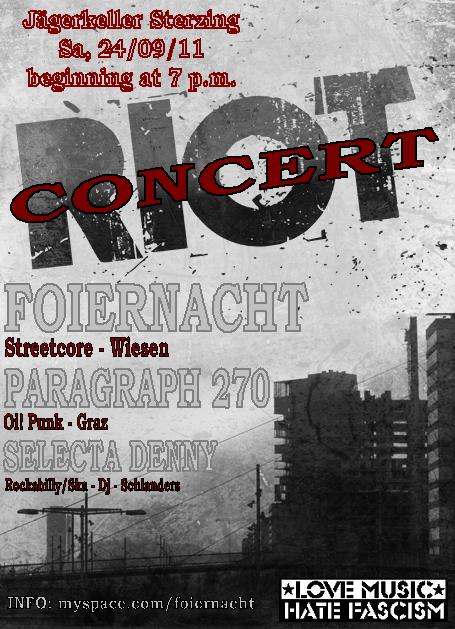 24.09.2011 Jägerkeller Riot Concert Flyer