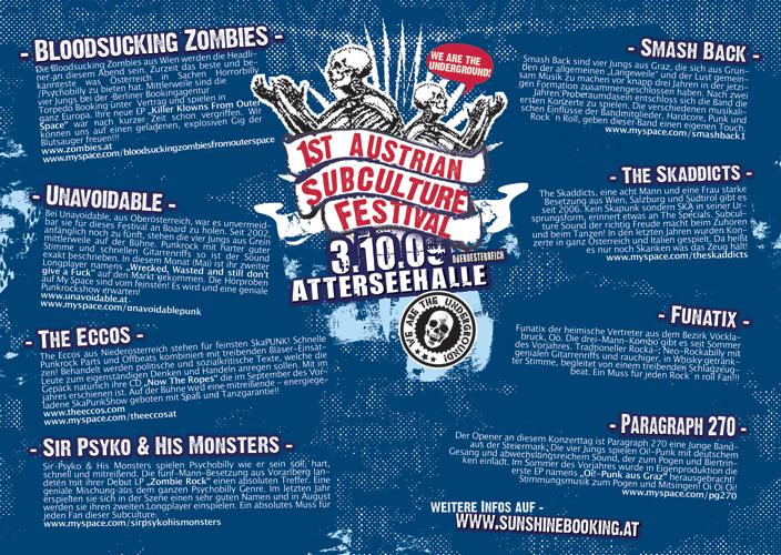 03.10.2009 Atterseehalle 1st Austrian Sub Culture Festival Flyer