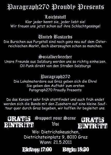 21.05.2011 Dietrichskeuschn Paragraph270 Proudly Presents Flyer